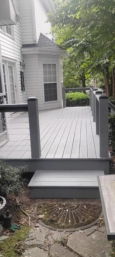 Deck resurfacing — boards, rails, and posts — exterior painting by Vibrant Painting, Greenville SC